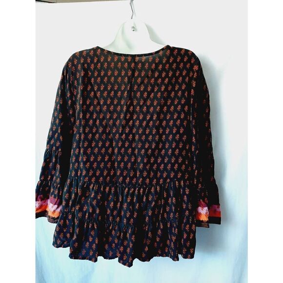 Mudd hippie boho floral sz XL Tiered bell sleeve blouse - Picture 3 of 4